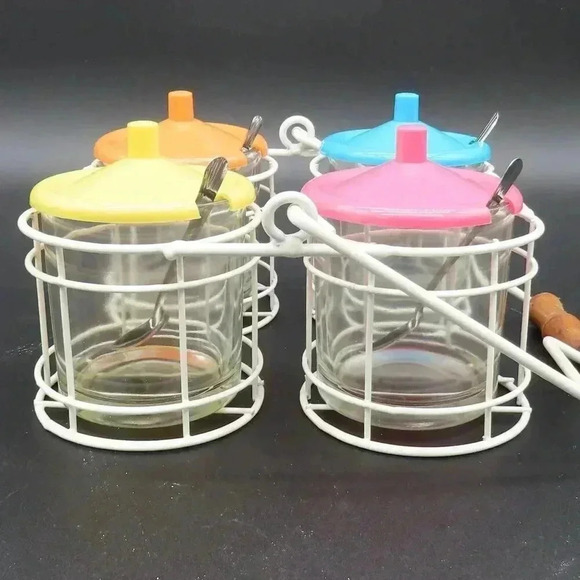 Vintage Condiment Patio Caddy Set Serving Bowls - Picture 1 of 5